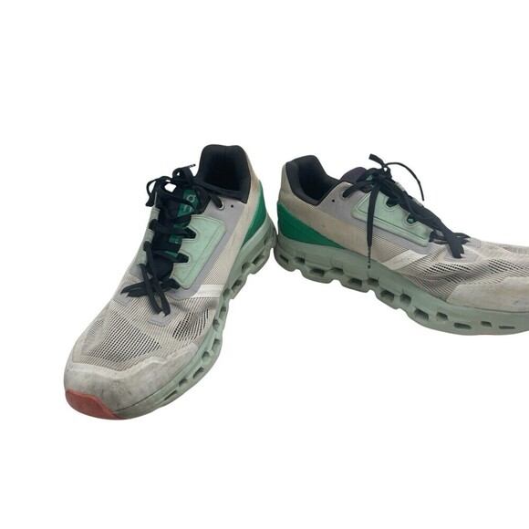 On Cloudstratus Men Size 12 Gray Green White Light Running Shoes